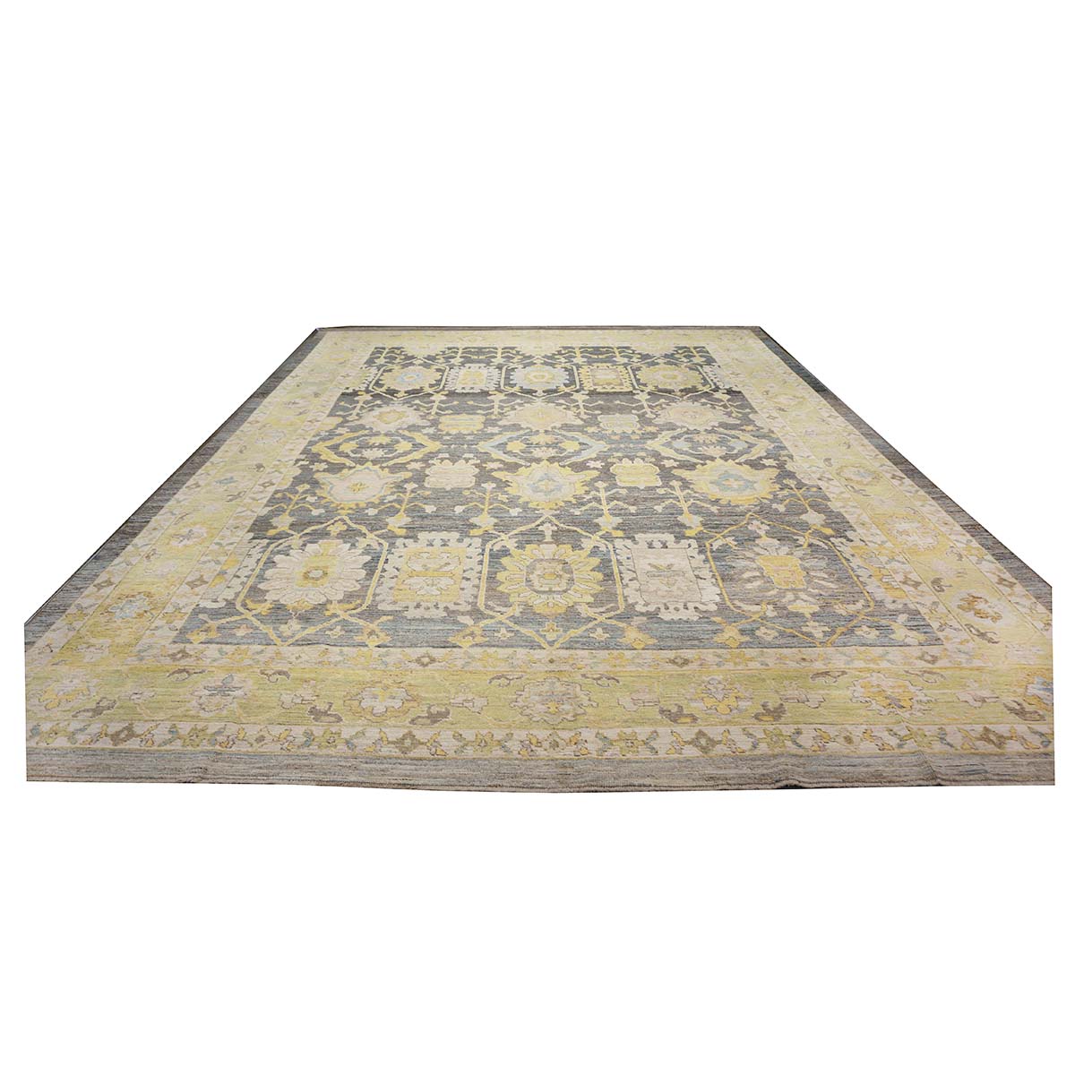 21st Century Turkish Oushak 14X20 Slate Blue, Gray & Ivory Handmade Area Rug #1144091 image 1