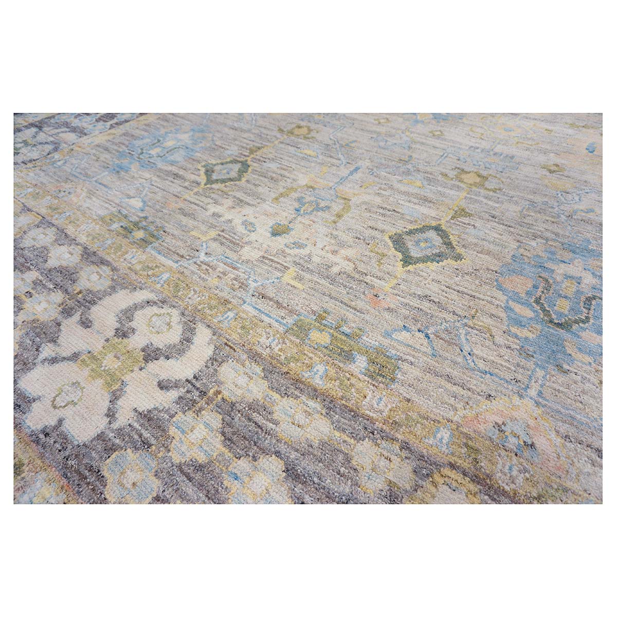21st Century Turkish Oushak 10X14 Ivory, Slate Blue& Khaki Handmade Area Rug #1144095 image 7
