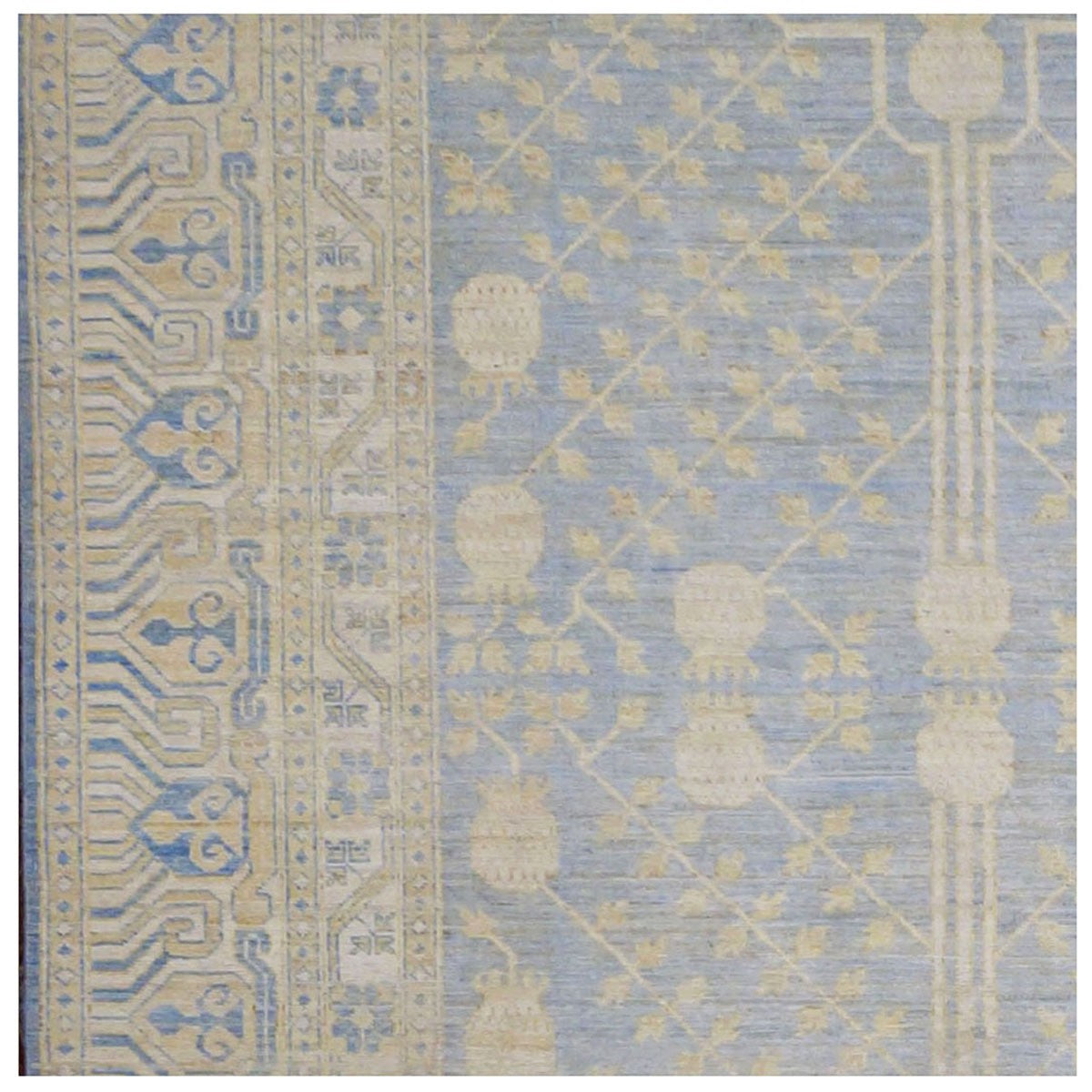 Afghan Khotan 11X14 Ivory & Blue Handmade Area Rug #1142201 image 7