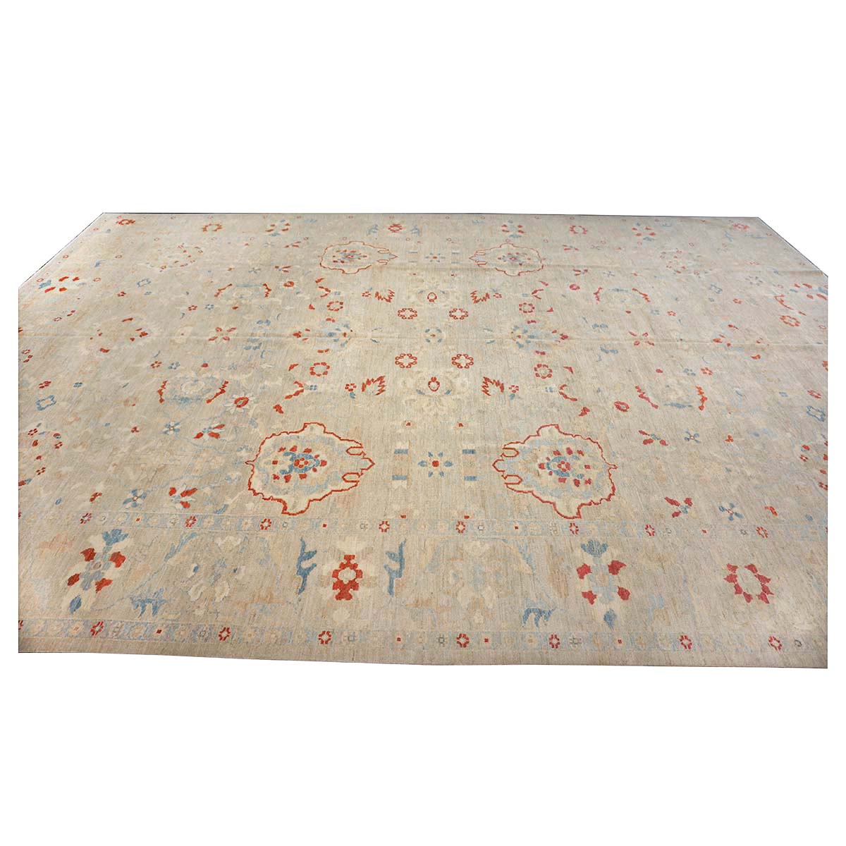 21st Century Sultanabad Master 12x17 Ivory, Red, & Blue Handmade Area Rug #1143967 image 5