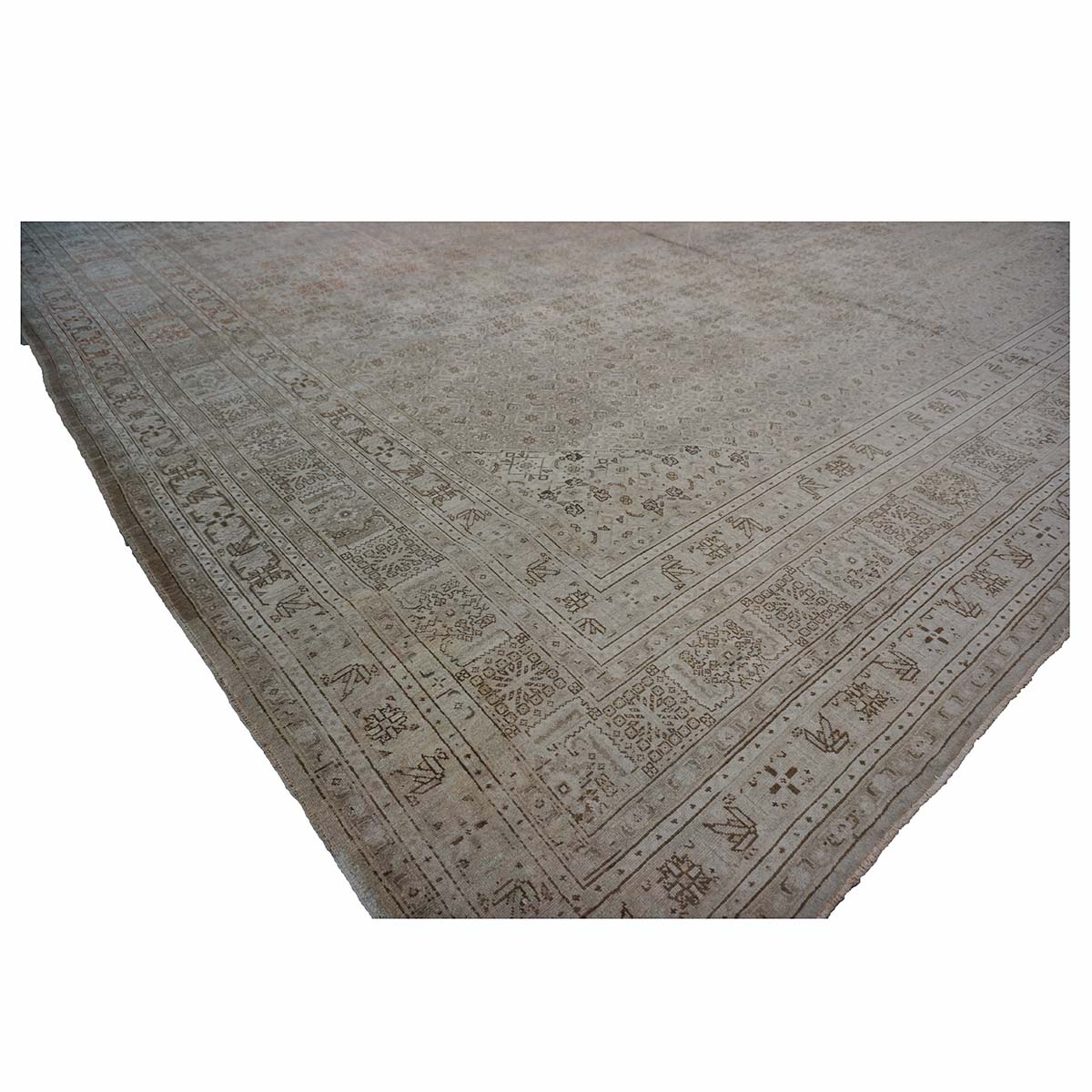 Antique Shabby Chic Persian Tabriz 13X18 Tan Area Rug #1142928 image 7