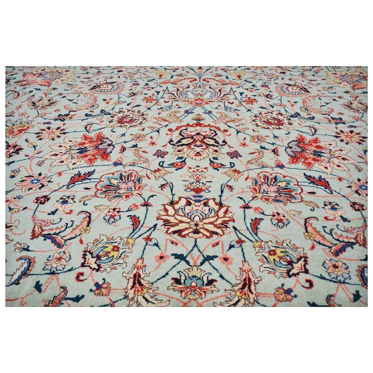 Antique Persian Tabriz Emad 9X12 Mint Green & Pink Area Rug #9902603 image 7