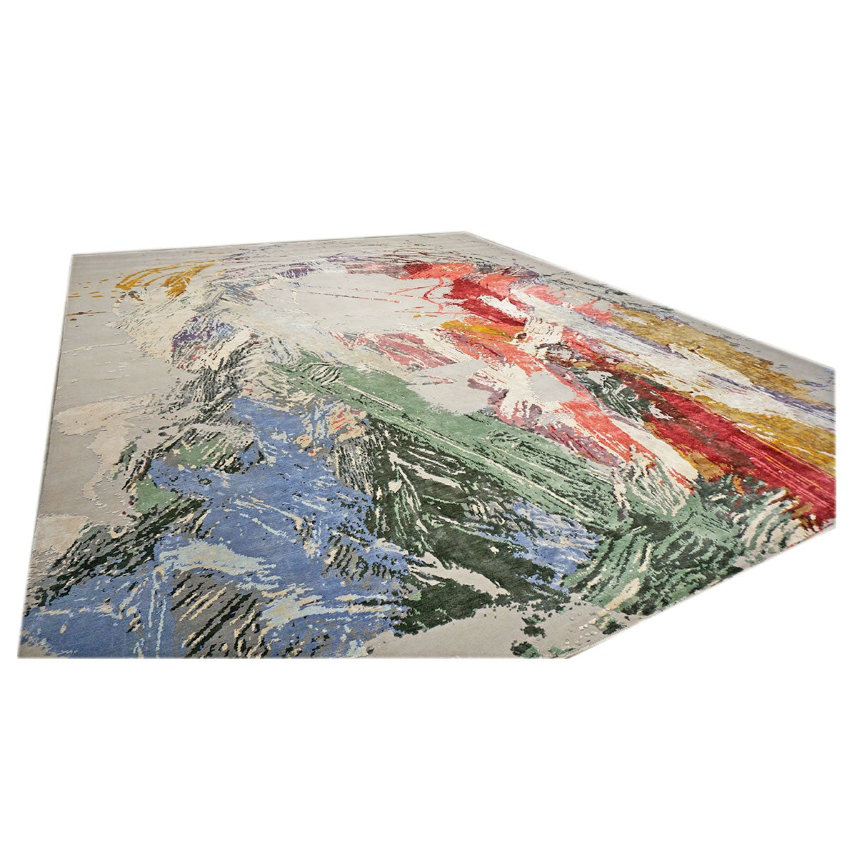 Modern Wool & Silk 12x15 Grey & Multi Color Handmade Area Rug #1144026 image 1