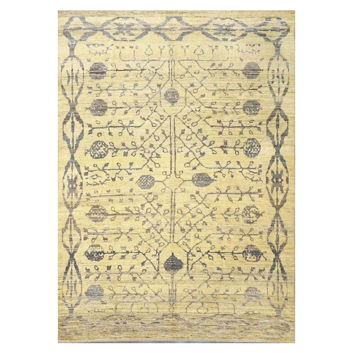21st Century Turkish Oushak 8x12 Yellow, Blue, & Charcoal Area Rug #1144071 image 0