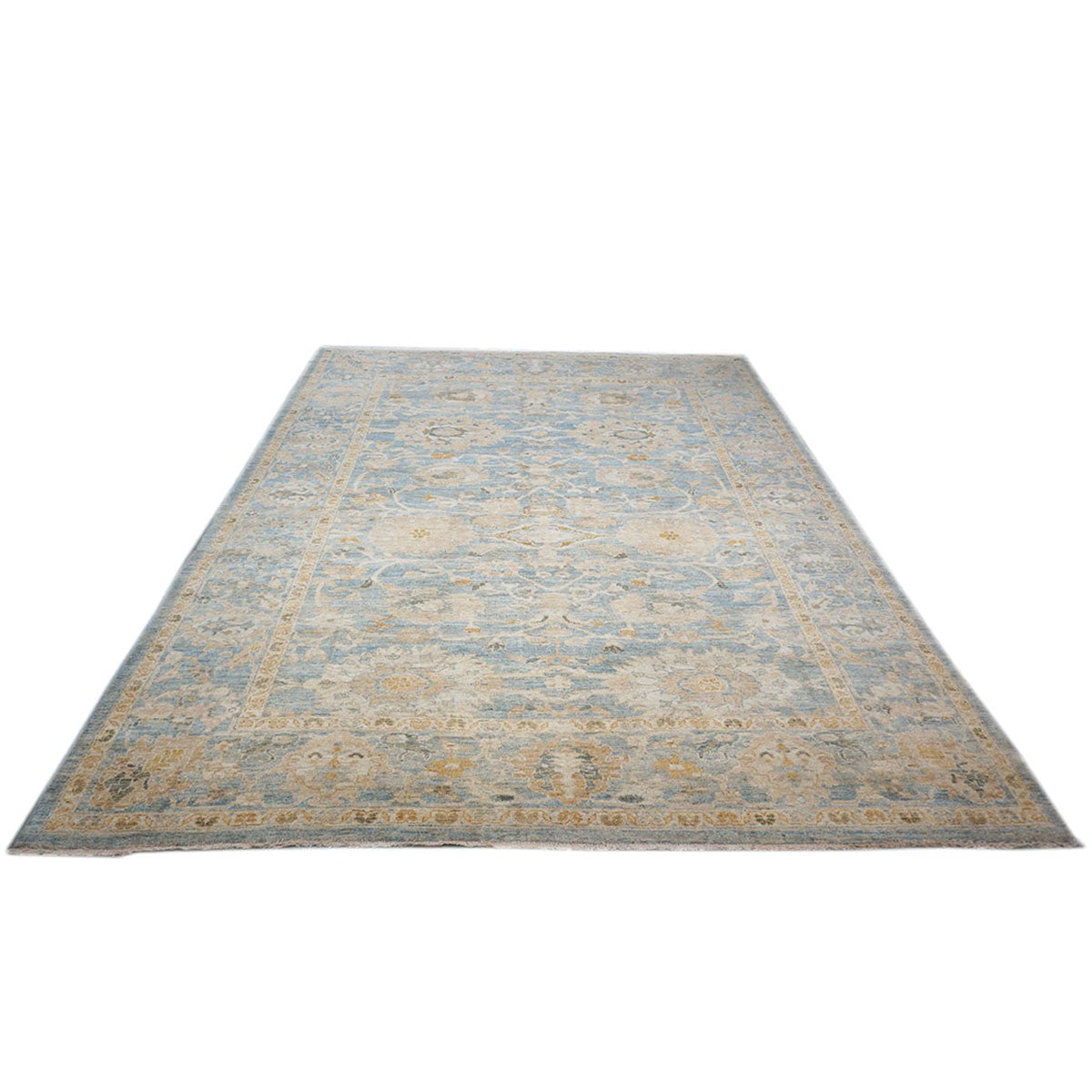 Persian Sultanabad 9x12 Blue & Tan Handmade Area Rug #1142976 image 3