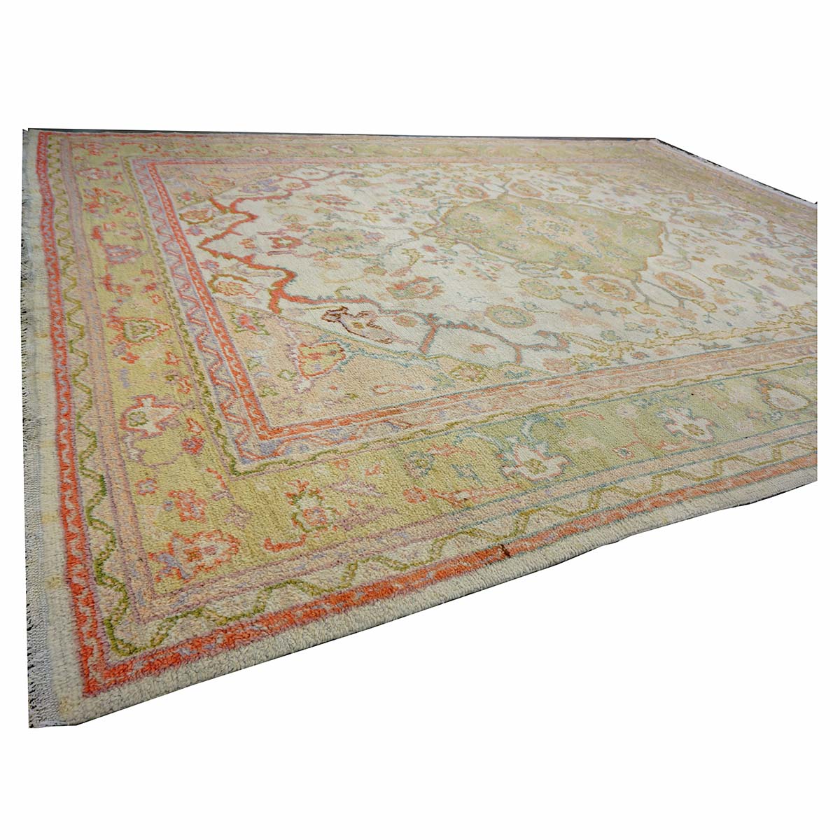 Antique Turkish Oushak 10X13 Olive, Ivory, & Light Red Handmade Area Rug #1144268 image 7