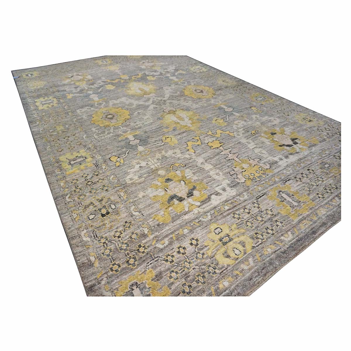 21st Century Turkish Oushak 9X13 Gold, Ivory & Gray Handmade Runner Rug #1144083 image 5