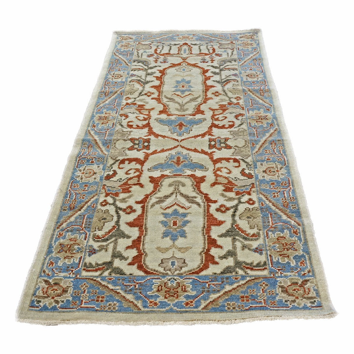 Sultanabad Master 3x6 Ivory, Blue, & Red Runner Rug #1143761 image 2