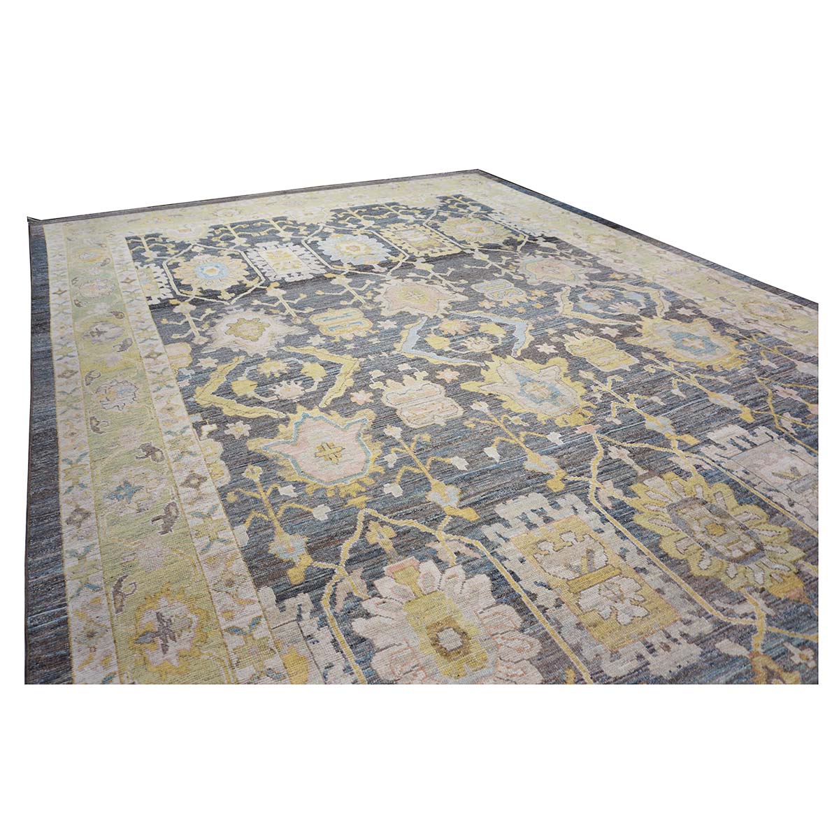 21st Century Turkish Oushak 14X20 Slate Blue, Gray & Ivory Handmade Area Rug #1144091 image 8
