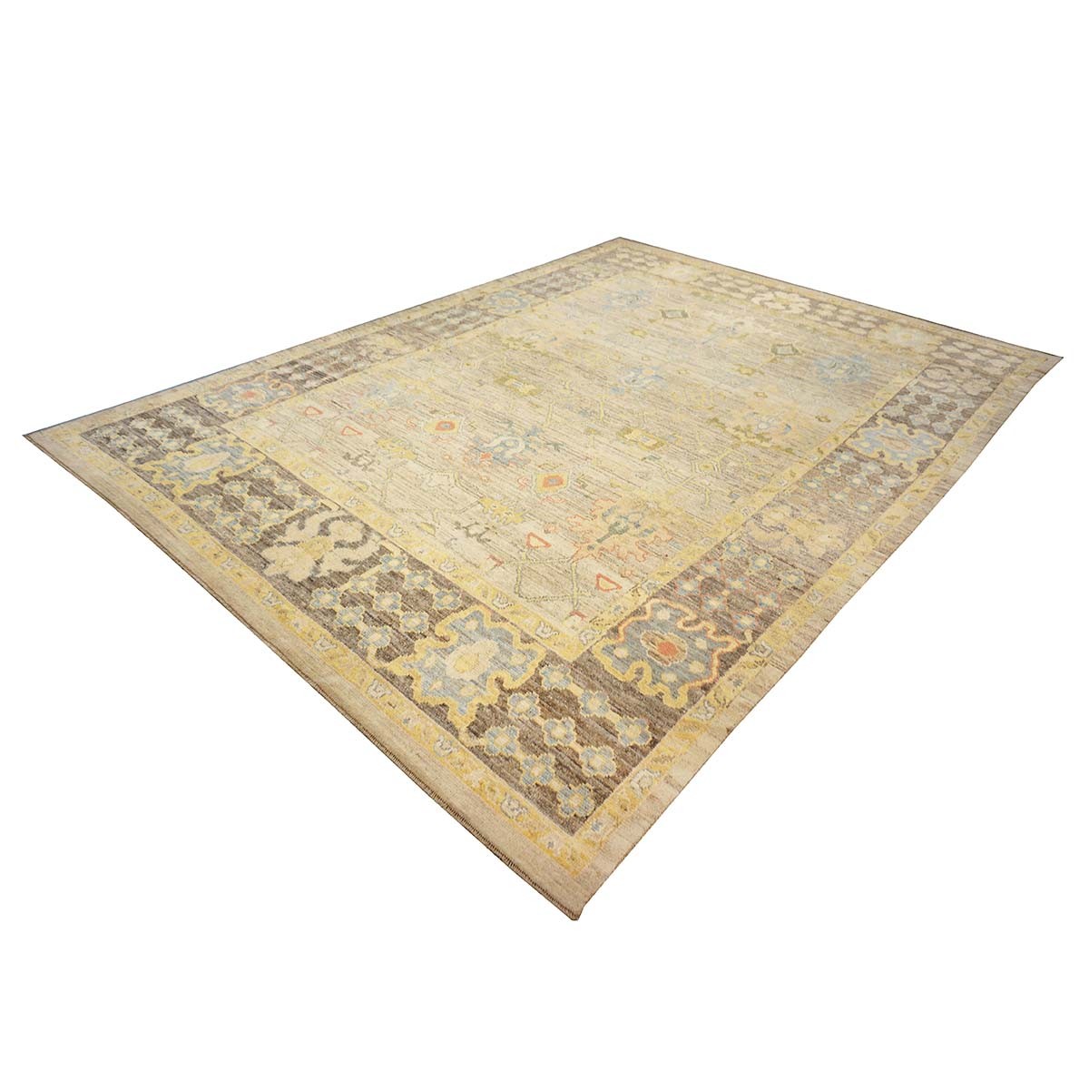21st Century Turkish Oushak 10X14 Ivory, Slate Blue& Khaki Handmade Area Rug #1144095 image 3