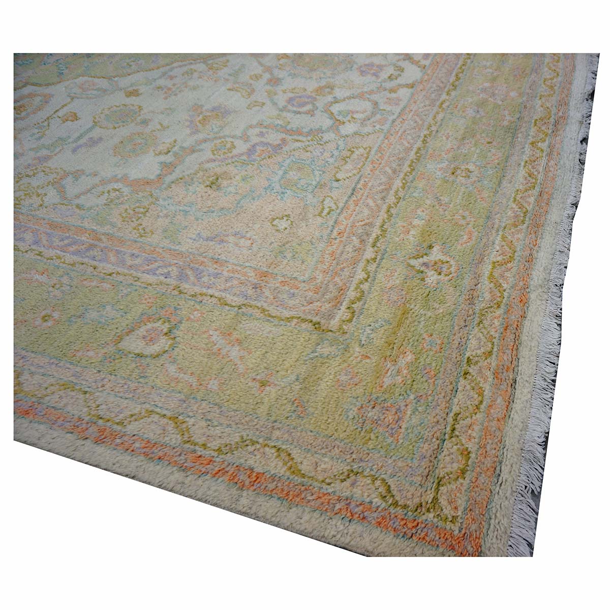 Antique Turkish Oushak 10X13 Olive, Ivory, & Light Red Handmade Area Rug #1144268 image 12