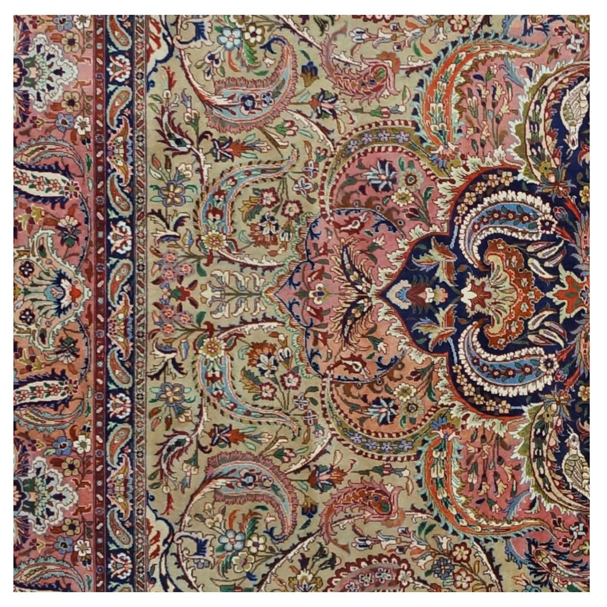 Antique Persian Tabriz Pahlavi 10x13 Taupe, Salmon, & Navy Area Rug #9902222 image 5