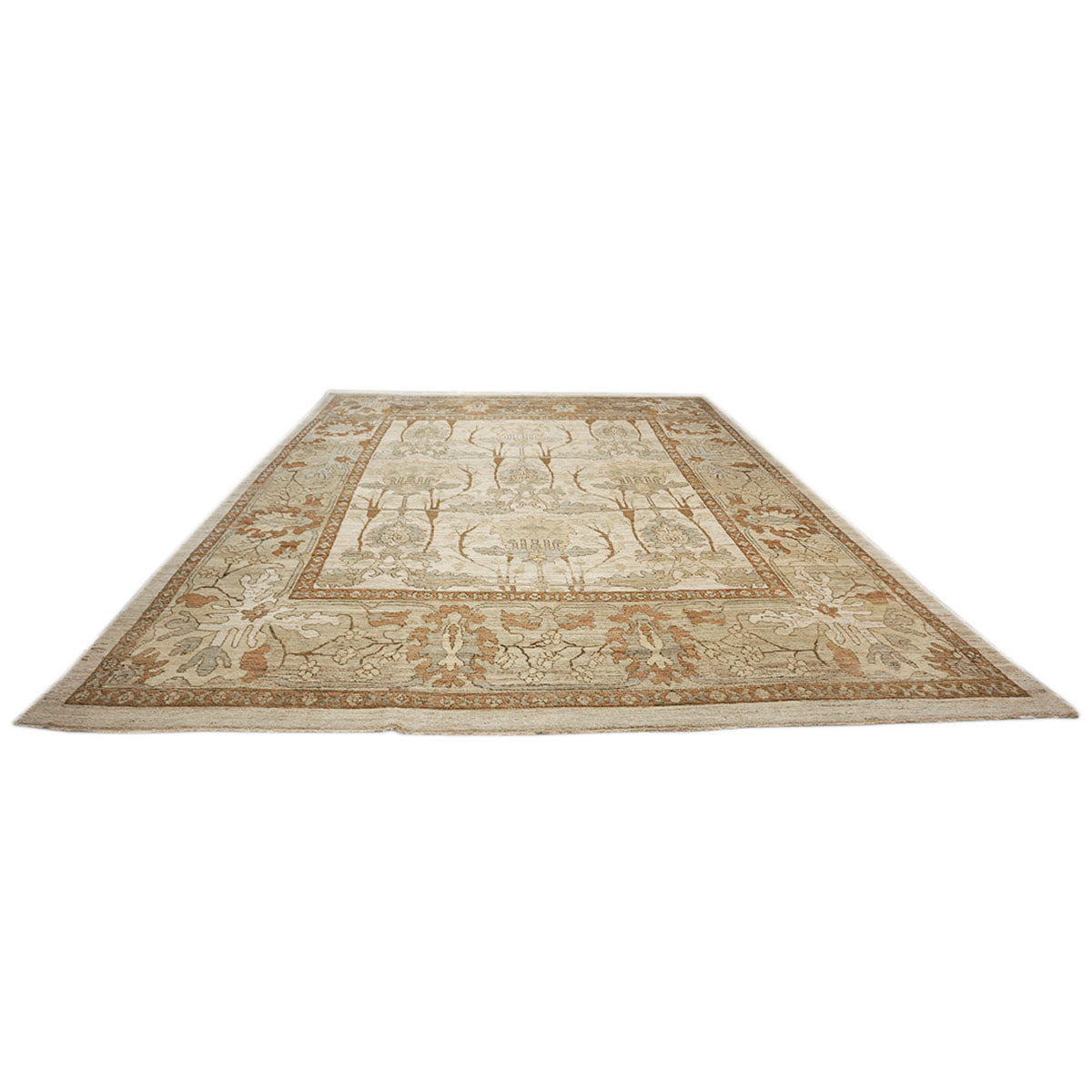 Turkish Oushak 13x18 Ivory, Tan, & Rust Handmade Area Rug #1140073 image 5