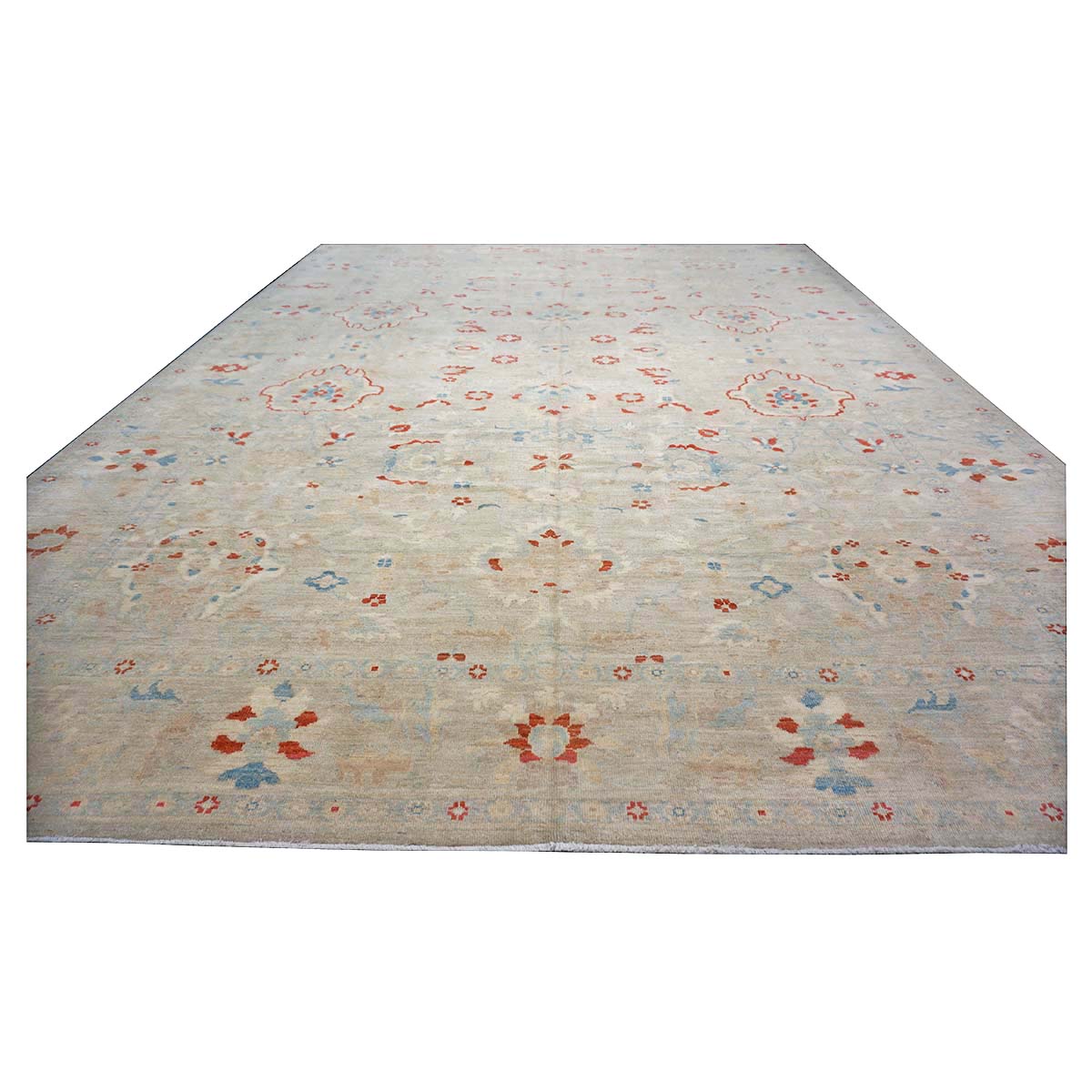 21st Century Sultanabad Master 12x17 Ivory, Red, & Blue Handmade Area Rug #1143967 image 2