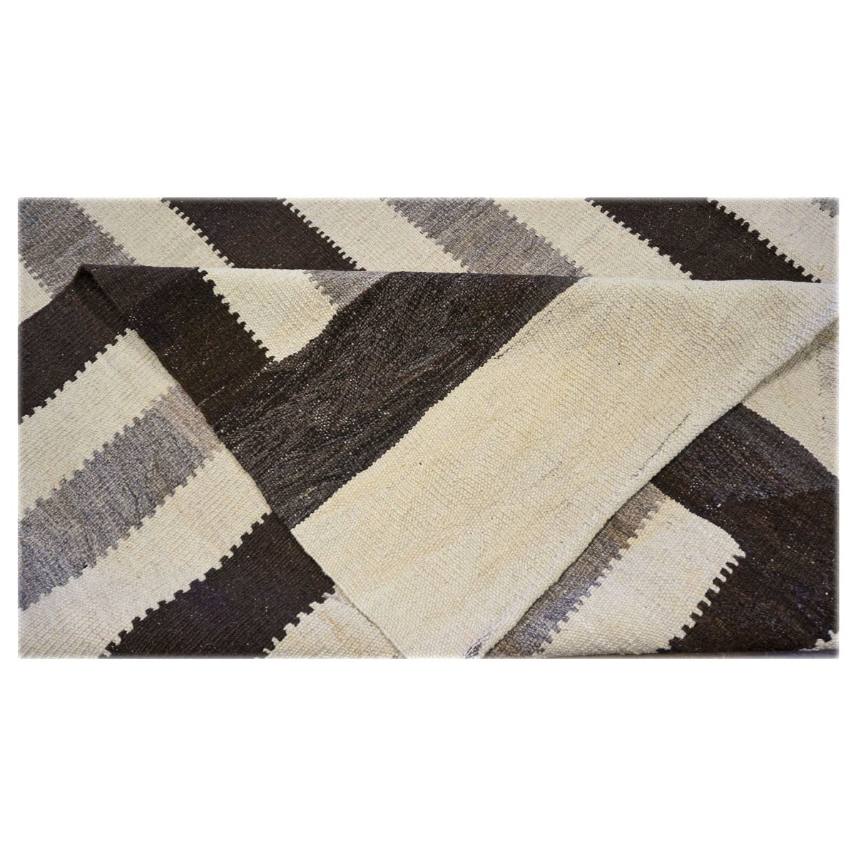 Persian Flatweave Safari Kilim 8x11 Ivory & Brown Handmade Area Rug #1142160 image 5