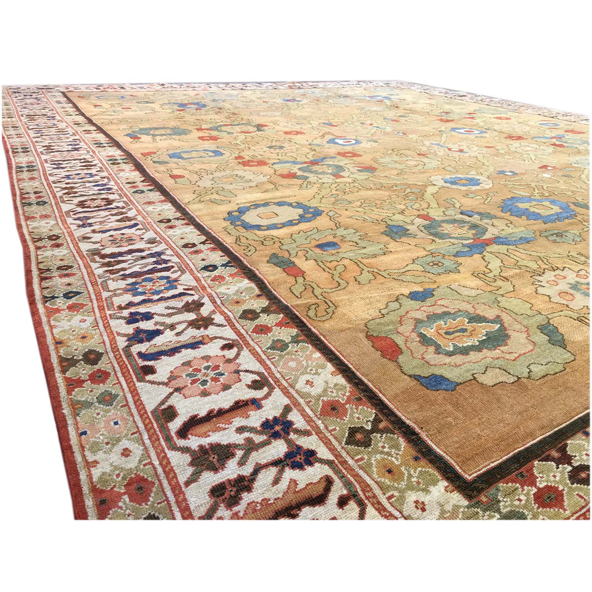19th Century Antique Persian Sultanabad 15x19 Tan & Blue Area Rug #9902408 image 5