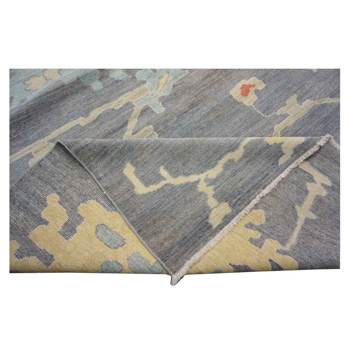 21st Century Turkish Oushak 12X16 Ivory, Orange & Slate Blue Handmade Runner Rug #1144179 image 11