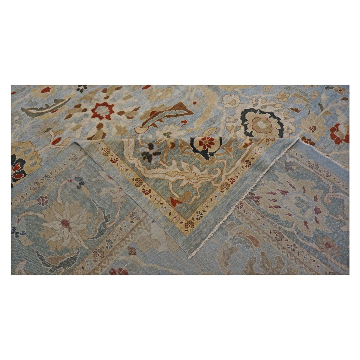 Area Rugs: #1140199 Persian Hand-Knotted Wool Sultanabad  LT. Blue & Green rug 14 x 20 image 4