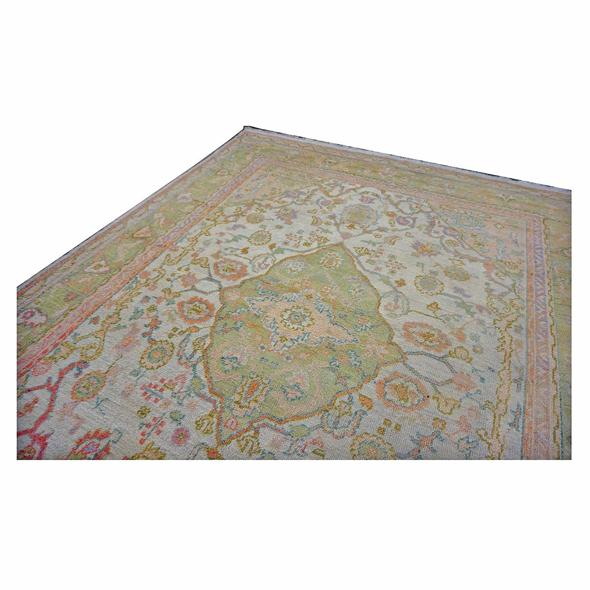 Antique Turkish Oushak 10X13 Olive, Ivory, & Light Red Handmade Area Rug #1144268 image 11