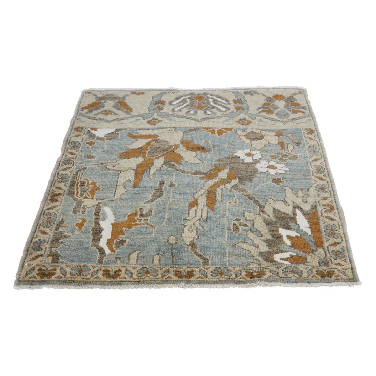 Persian Sultanabad Masters 3x3 Slate & Rust Square Handmade Area Rug #1141929 image 1