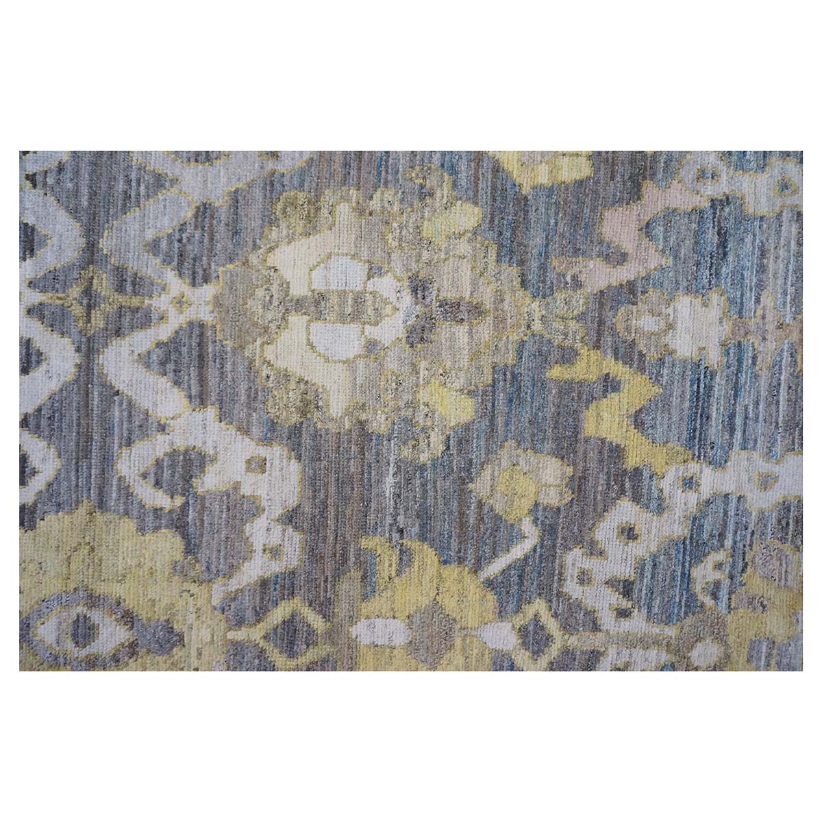 21st Century Turkish Oushak 9x14 Slate Blue, Olive Green, & Ivory Handmade Rug #1144081 image 6