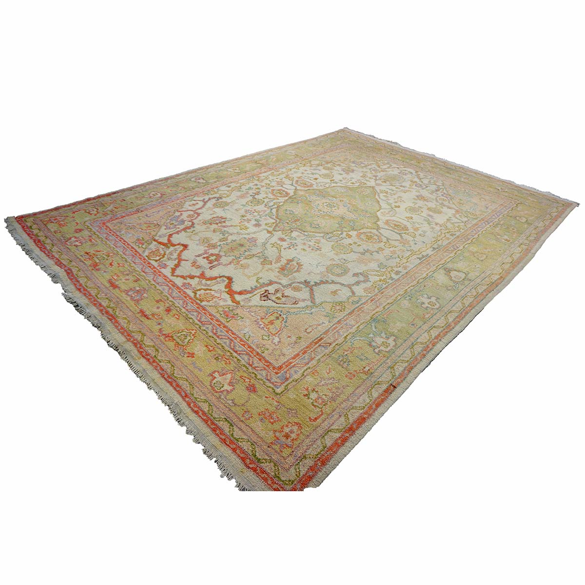 Antique Turkish Oushak 10X13 Olive, Ivory, & Light Red Handmade Area Rug #1144268 image 6