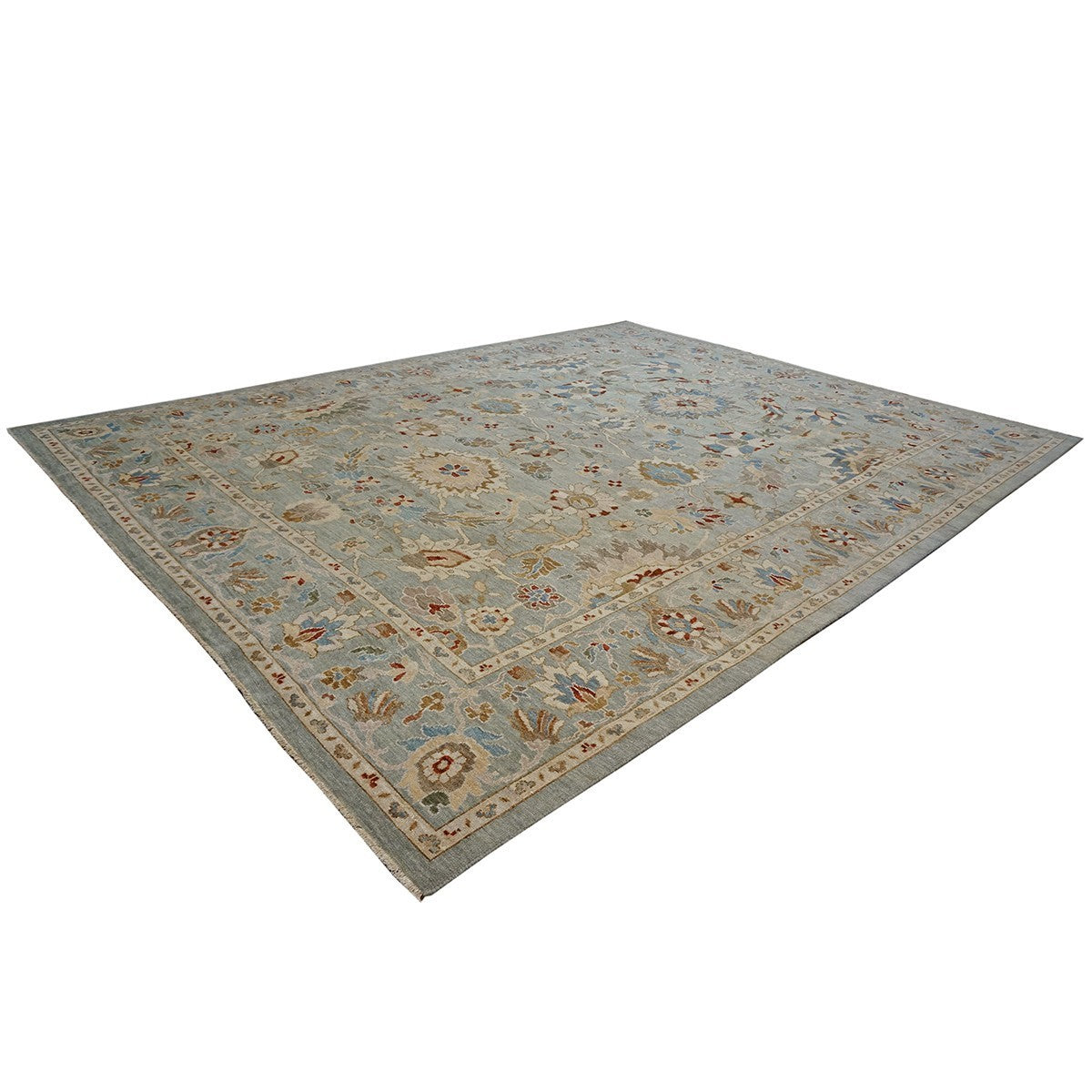 Sultanabad 9X12 Slate, Ivory, Blue, Red Handmade Area Rug #1143280 image 3