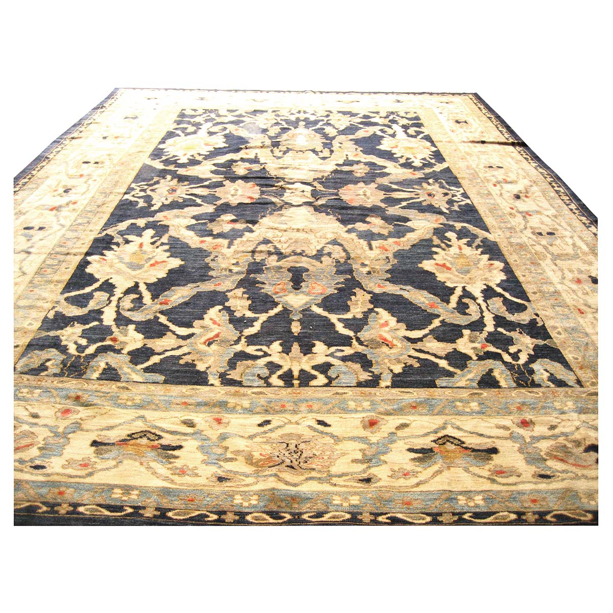 Persian Sultanabad 12x16 Navy Blue & Ivory Area Rug #1140581 image 2