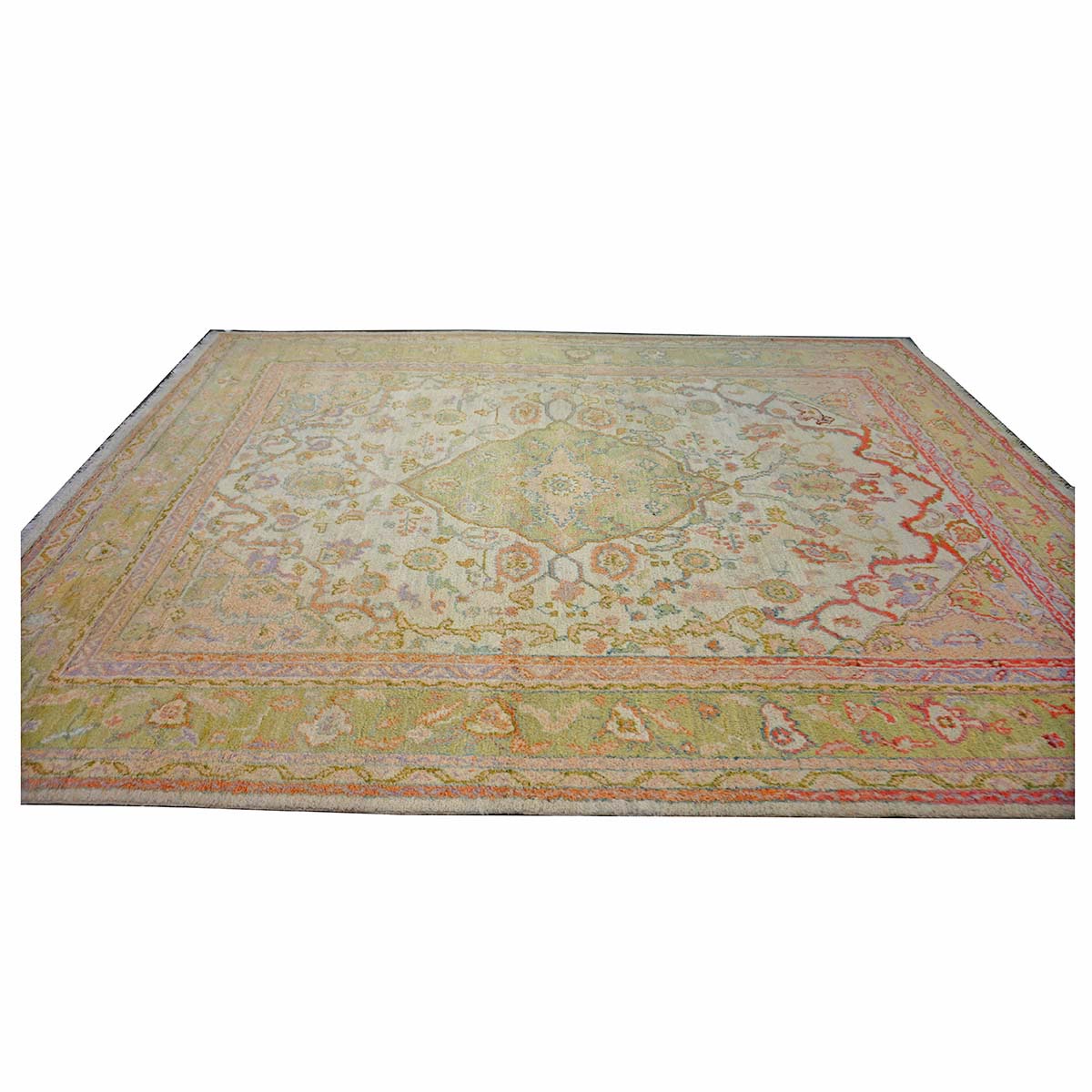 Antique Turkish Oushak 10X13 Olive, Ivory, & Light Red Handmade Area Rug #1144268 image 4