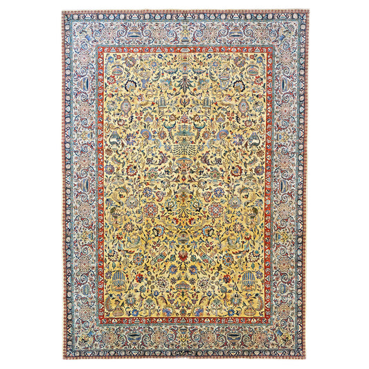 Antique Persian Tabriz 10X14 Gold & Taupe Handmade Area Rug #1143886 image 0