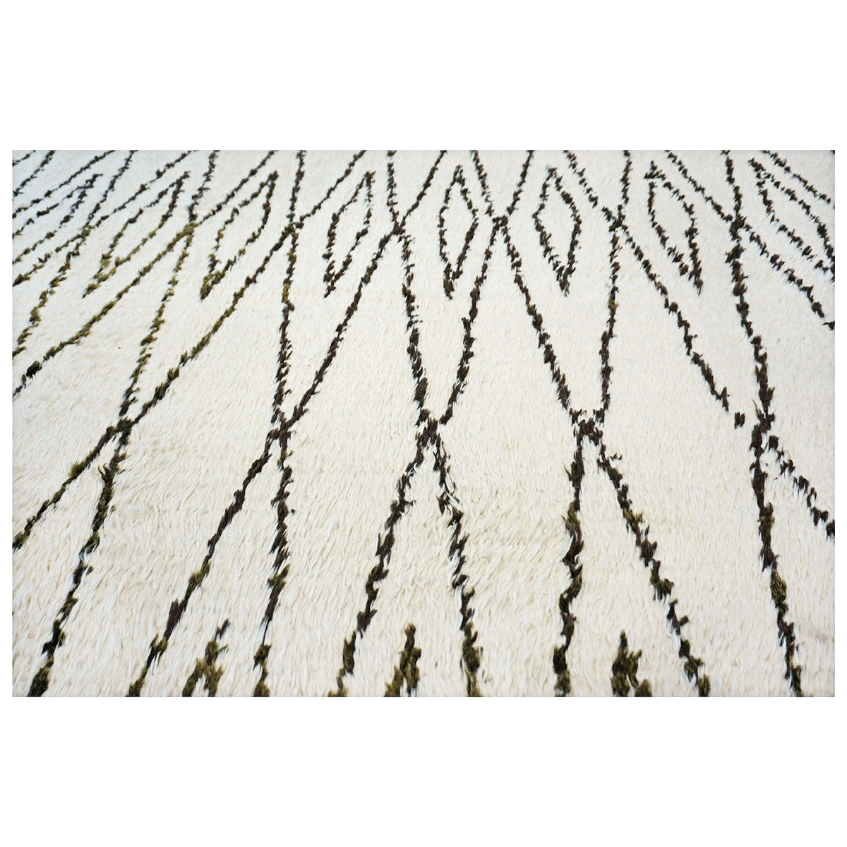 Vintage Beni Ourain Modern Morrocan 12x18 Ivory & Dark Brown Handmade Area Rug #AY101 image 6