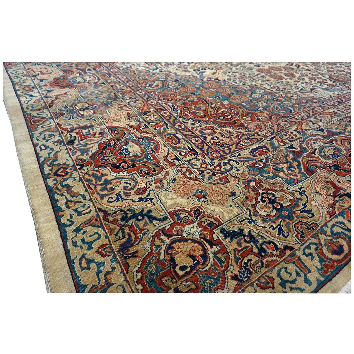 Antique Persian Sarouk Mahajaran 12x19 Ivory, Navy, & Red Oversized Area Rug #1144059 image 11