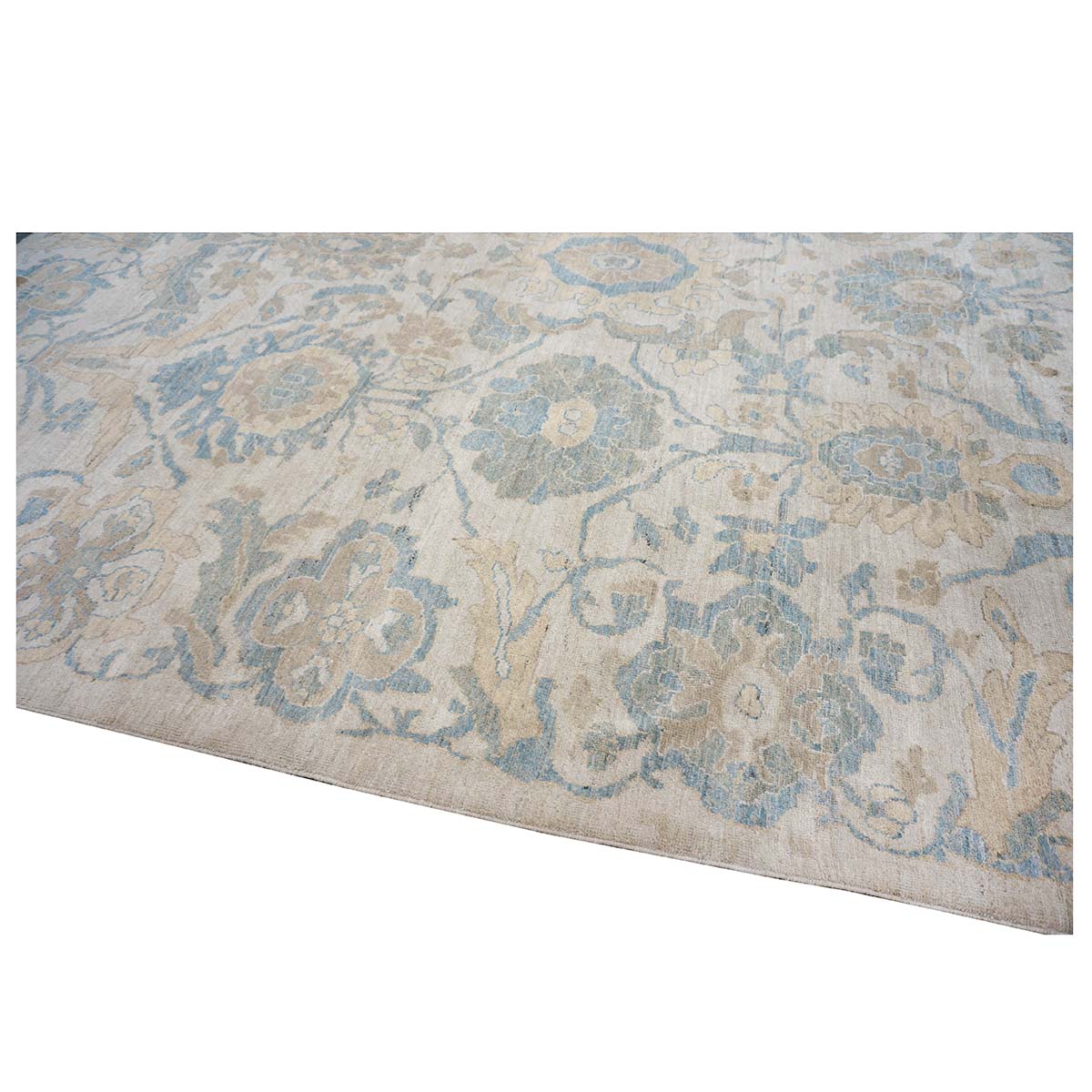 21st Century Persian Sultanabad 10x14 Ivory, Tan & Blue Handmade Area Rug #1141086 image 6