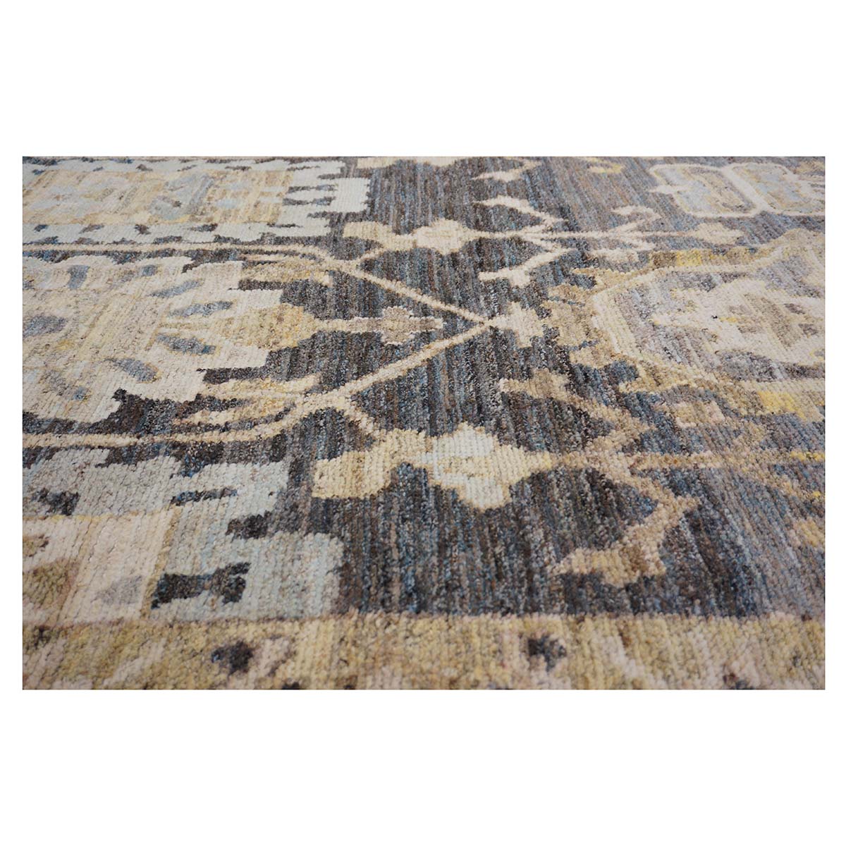 21st Century Turkish Oushak 15x20 Charcoal, Ivory & Olive Green Handmade Rug #1144070 image 6