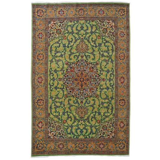 Antique Persian Tabriz 7X10 Green Area Rug #9902213 image 0