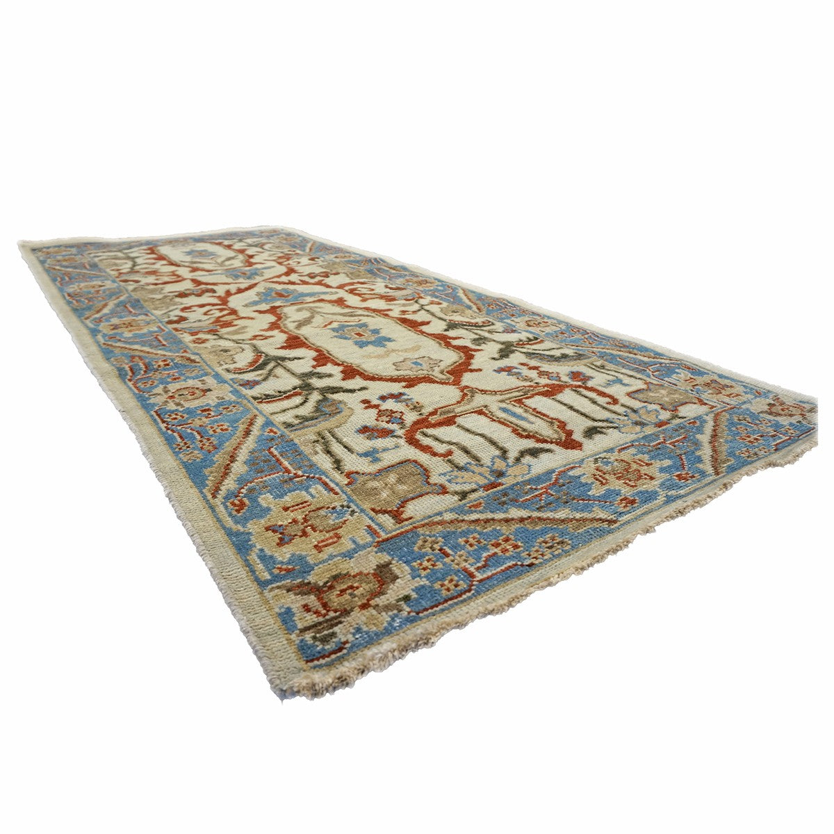 Sultanabad Master 3x6 Ivory, Blue, & Red Runner Rug #1143761 image 4