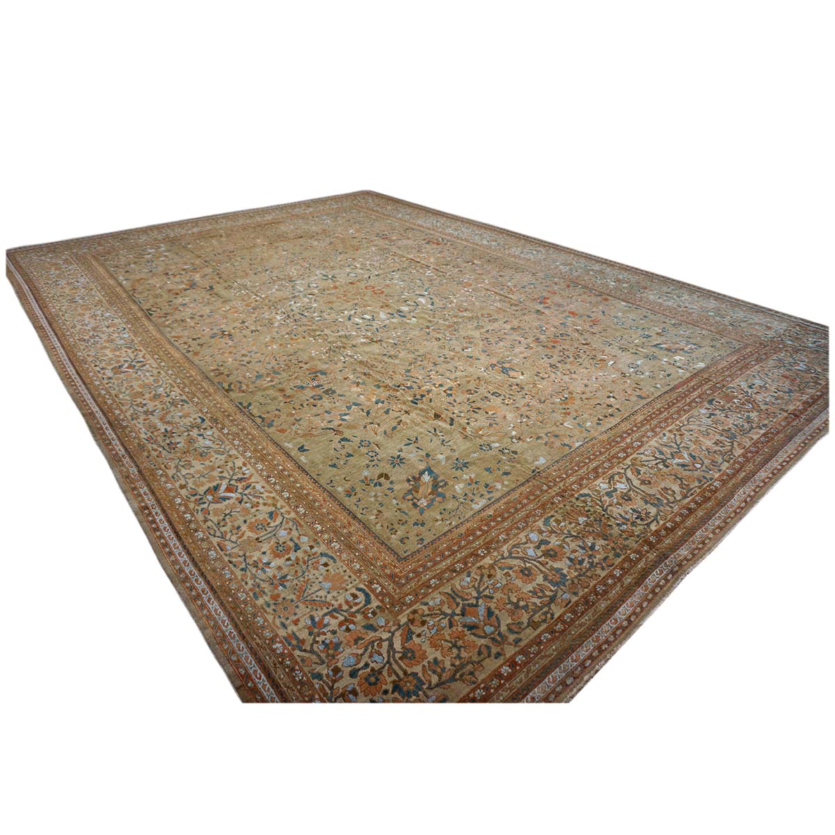 Antique Ziegler Sultanabad 15X21 Wool&Silk Tan Palace Size Rug #9902456 image 7
