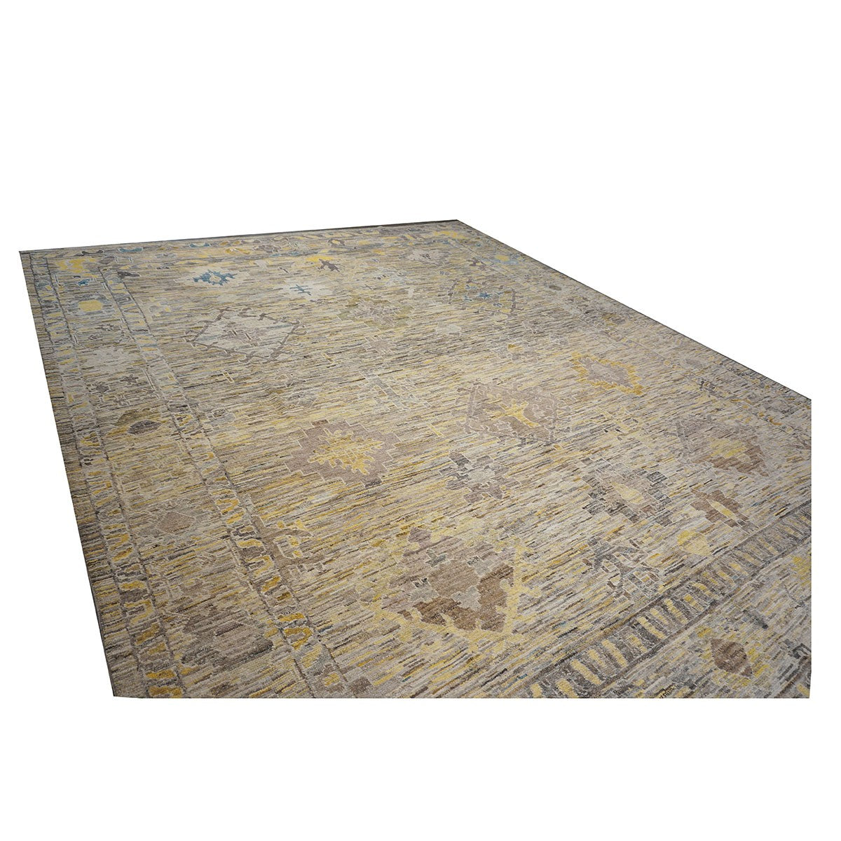 21st Century Turkish Oushak 12X15 Gold, Slate Blue& Ivory Handmade Area Rug #1144127 image 1