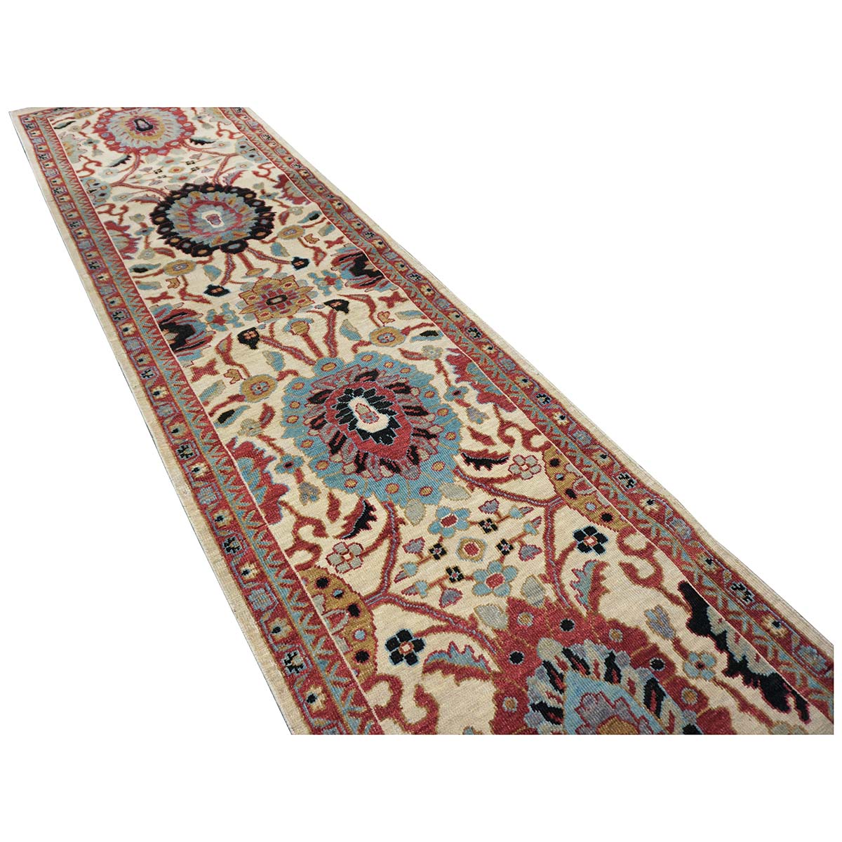 21st Century Sultanabad 3x12 Ivory, Red, & Blue Hall Runner #1143660 image 9