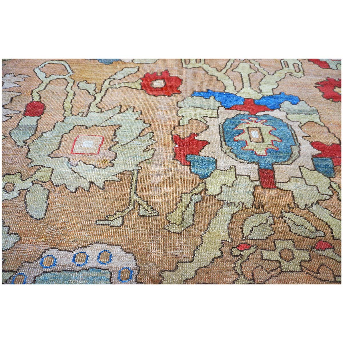 19th Century Antique Persian Sultanabad 15x19 Tan & Blue Area Rug #9902408 image 8