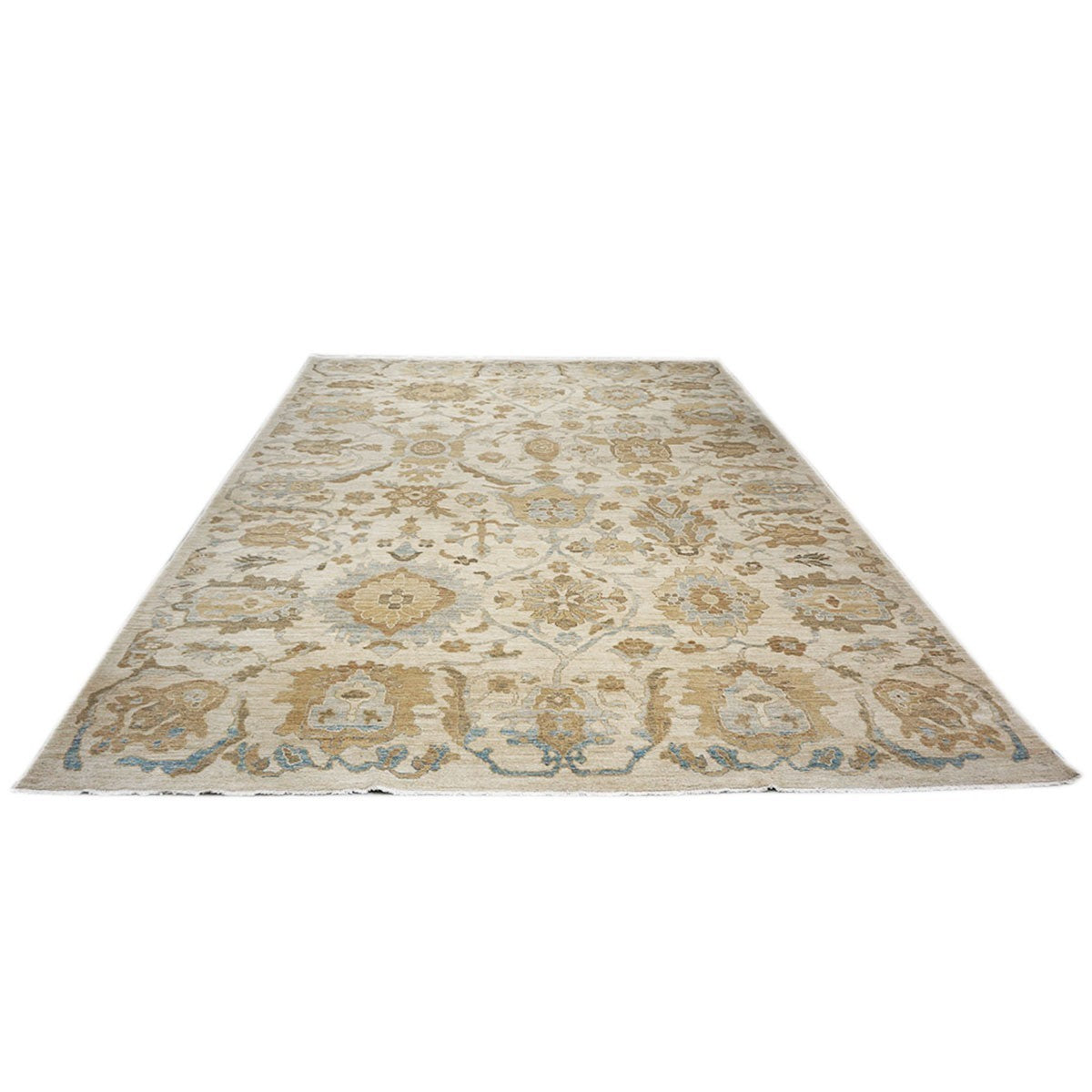 Persian Sultanabad 10x14 Ivory & Tan Handmade Area Rug #1141111 image 2