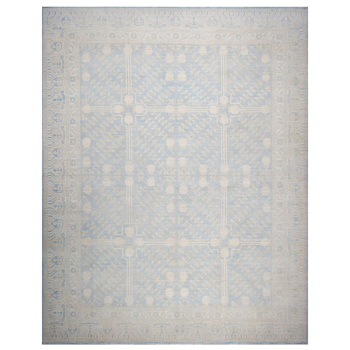 Afghan Khotan 11X14 Ivory & Blue Handmade Area Rug #1142201 image 0