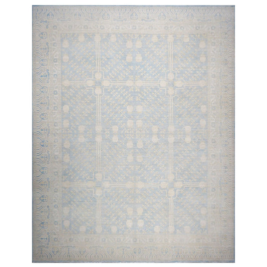 Afghan Khotan 11X14 Ivory & Blue Handmade Area Rug #1142201 image 0