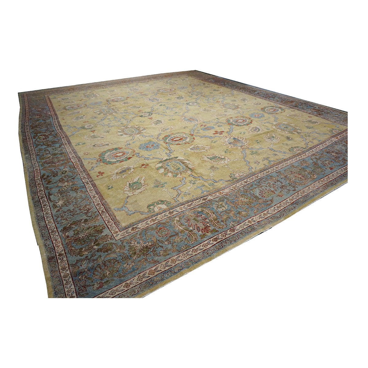 1880s Antique Persian Sultanabad Wool Rug 16x19 Tan Area Rug #1142157 image 3
