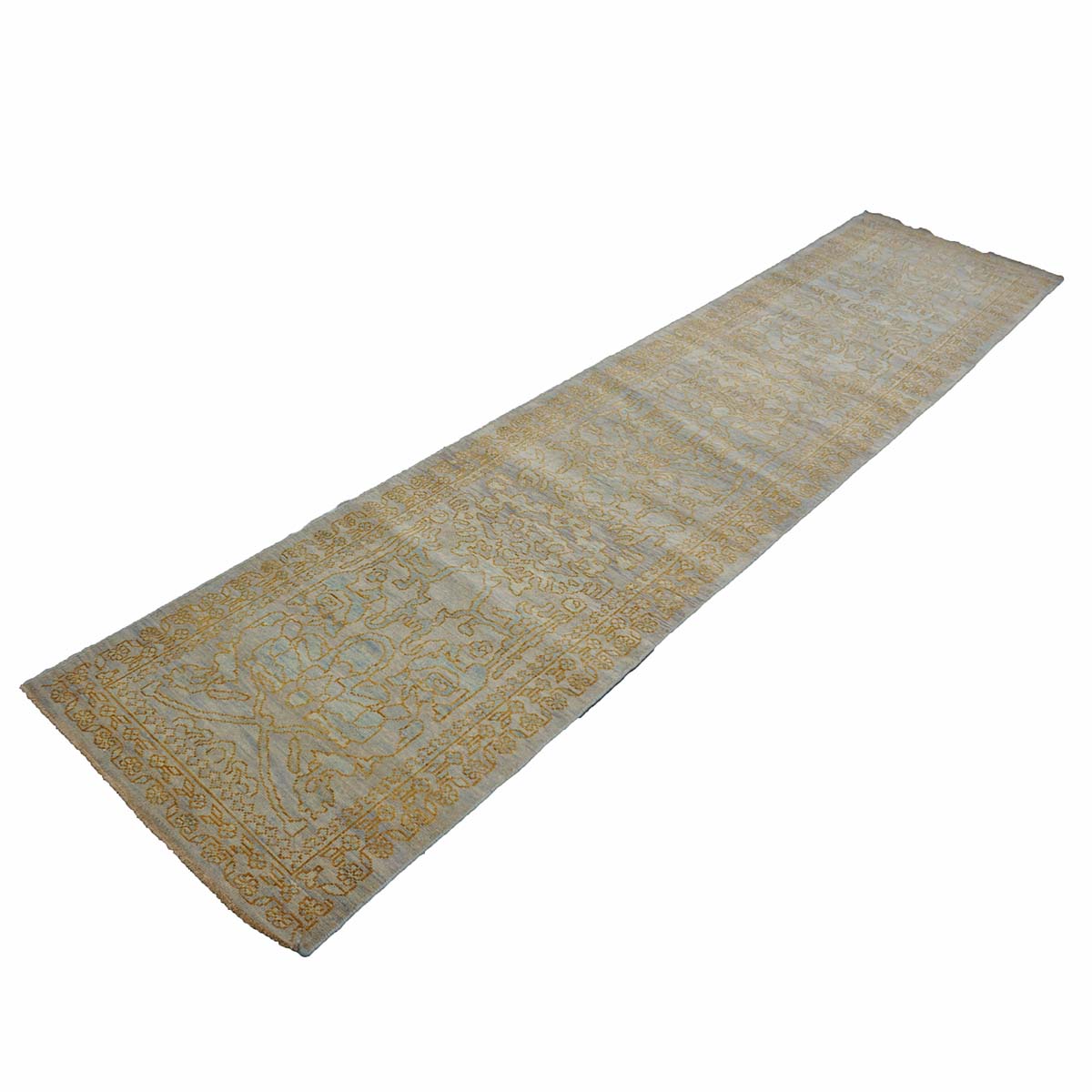 Sultanabad Master 3x12 Light Slate & Gold Hallway Runner Rug #1143677 image 3