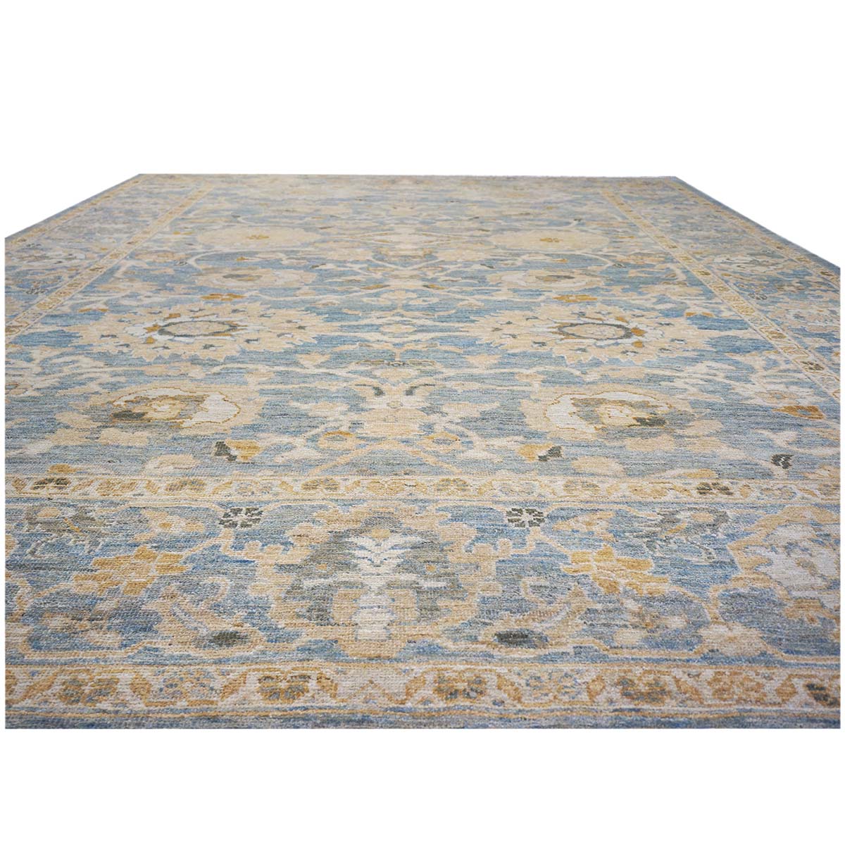 Persian Sultanabad 9x12 Blue & Tan Handmade Area Rug #1142976 image 4