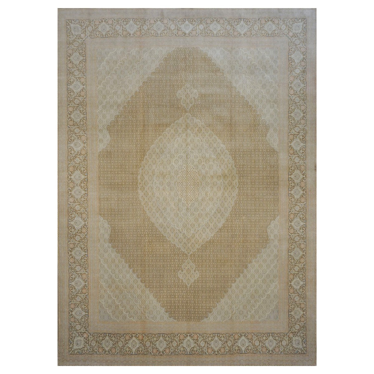 Antique Persian Tabriz 10X14 Ivory, Tan, & Brown Area Rug #9901536 image 0
