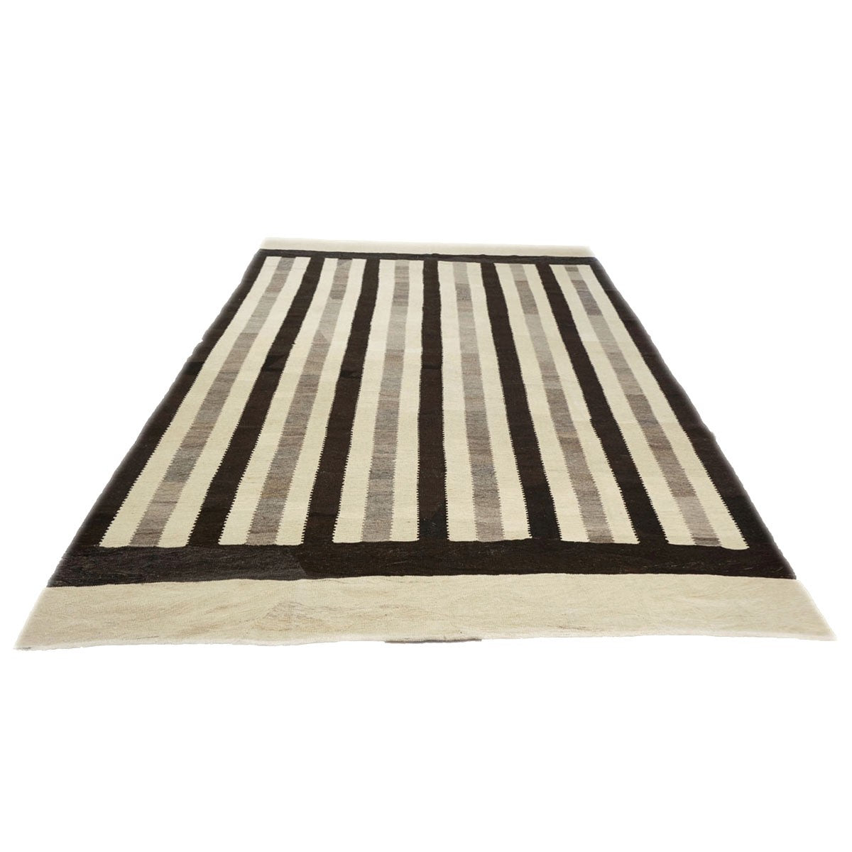 Persian Flatweave Safari Kilim 8x11 Ivory & Brown Handmade Area Rug #1142160 image 3