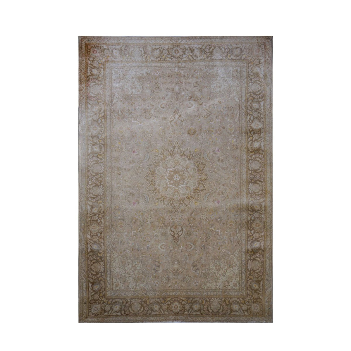 Vintage Persian Tabriz Wool&Silk 6X10 Tan Area Rug #1140921 image 0