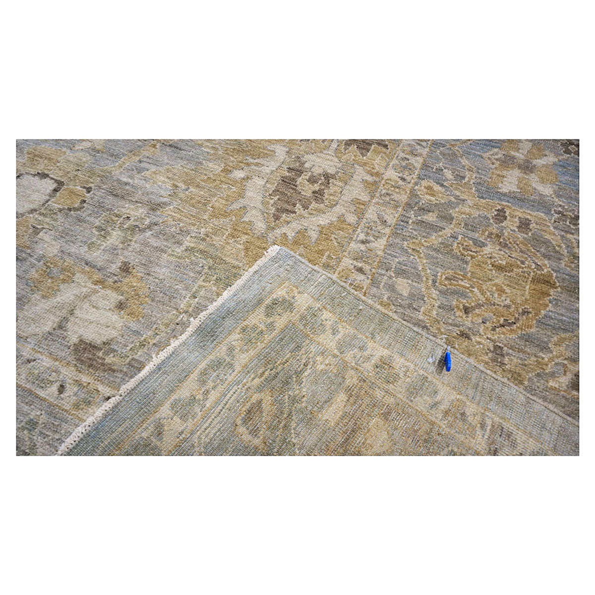 Oversized Persian Sultanabad Master 12x18 Blue, Grey, & Tan Handmade Area Rug #1143042 image 20